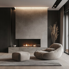 modern living room with fireplace