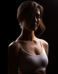 Naklejka premium Silhouette Portrait of a Woman in White Top