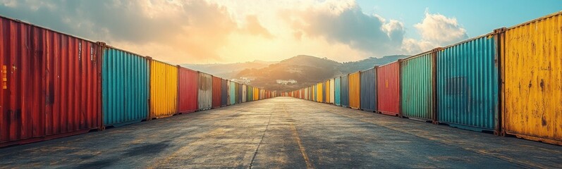 Many containers lined up on the side of the road