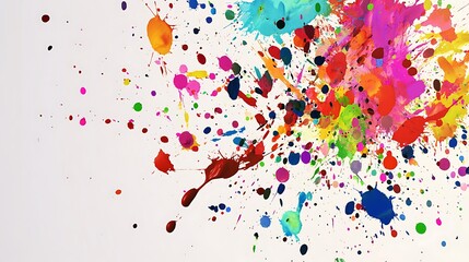 Fototapeta premium An explosion of paint splatters forming a chaotic, yet beautiful pattern