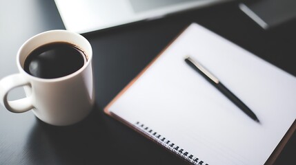 Business documents and a cup of coffee on a desk during a brainstorming session