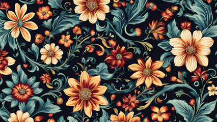 A floral patterned background with yellow flowers