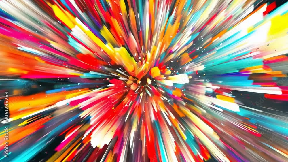 Poster a vibrant explosion of colors embodies energy and motion, creating a dynamic abstract artwork for cr