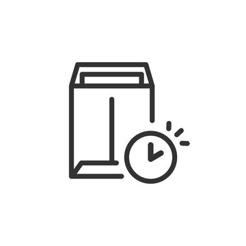 recommend clip art: 封筒に入った書類と時計の提出期限・締め切りのベクターアイコン(線画・白黒)
                    