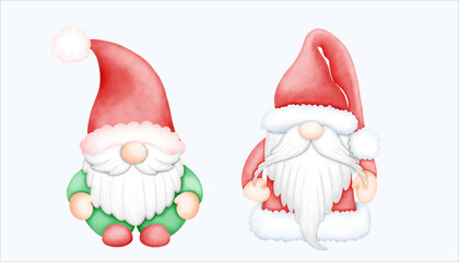 Cute Watercolor Christmas Gnome Illustration. Adorable Festive Gnome Art for Holiday Decor. Hand Drawn Christmas Character with Whimsy