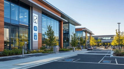 A modern digital interface designed specifically for outdoor use, displaying a clear layout of parking permit management options. Contains transparent elements and subtle shades of blue and gray