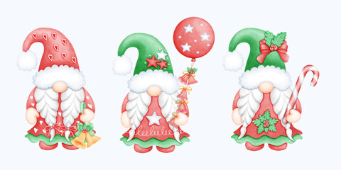 Charming Watercolor Christmas Gnome. Perfect for Seasonal Designs, Decor, and Christmas Projects.