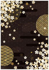 和柄と金箔背景