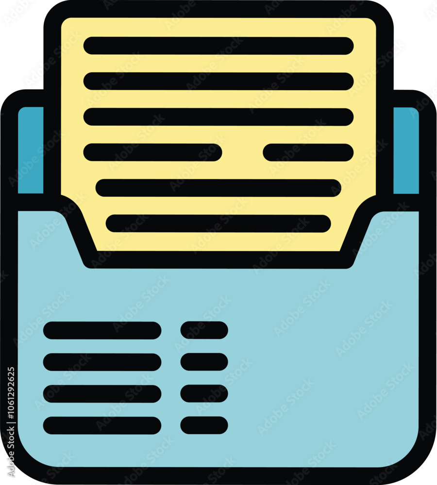 Poster this colorful icon design depicts a folder containing a document, symbolizing data organization and 