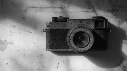 Vintage 35mm Film Camera on a White Wall