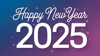 Elegant Happy New Year 2025 greeting with silver fireworks on a deep blue background