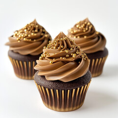 Chocolate cupcake with gold sprinkles