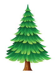 Fototapeta premium Pine tree vector cartoon illustration isolated on white background