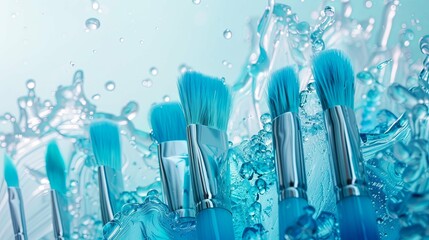 Vibrant Aqua Paintbrush Textures on a White Background: A Collection of Artistic Strokes and Patterns