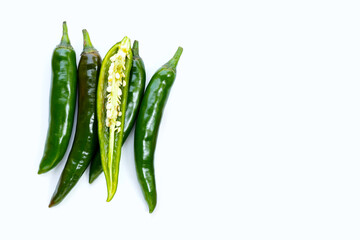 Chili peppers on a white background.