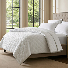 Crisp White Bedding in Modern Bedroom with Natural Light