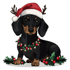 Dachshund with Christmas decoration