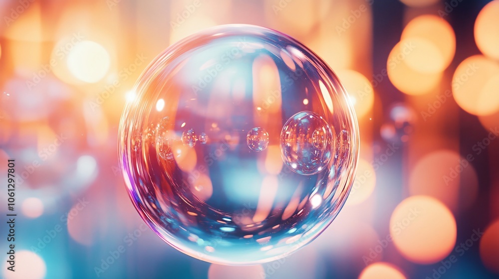 Poster abstract bubble sphere with bokeh lights