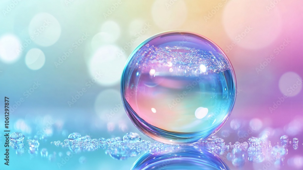 Poster abstract colorful bubble with bokeh background