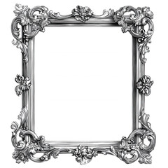 Elegant silver ornate picture frame with intricate floral detailing, perfect for art or photography display.
