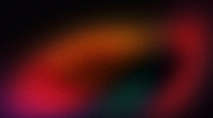 Noise texture grainy background, purple green red orange black abstract glowing vibrant color gradient shape, dark retro banner poster header backdrop design