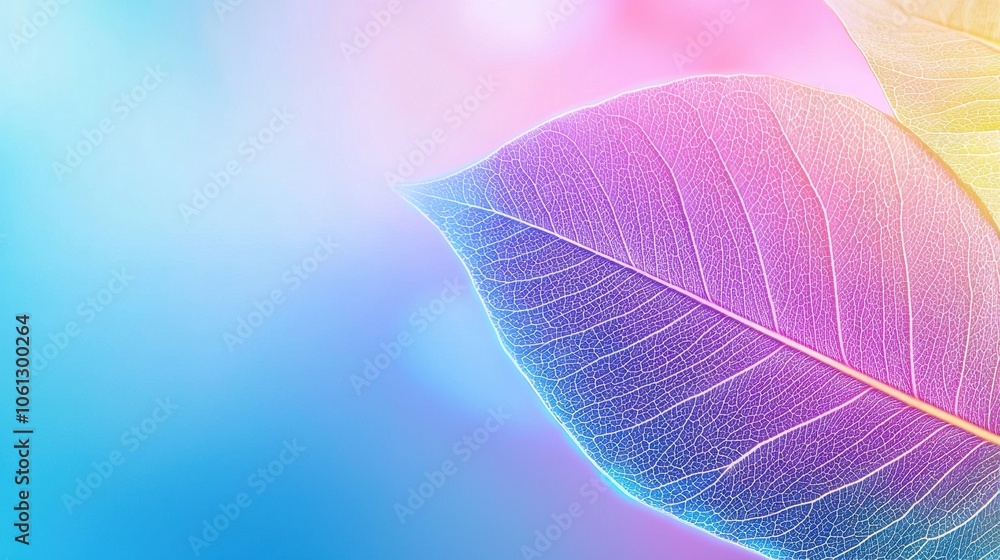 Poster vibrant leaf with intricate vein patterns in macro shot