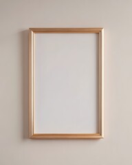 Vertical Golden Frame Mockup Close Up on Wall