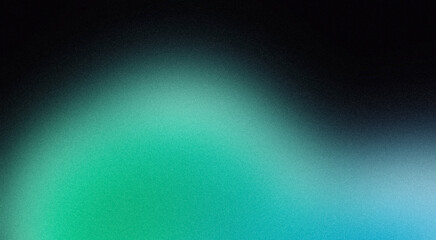 Noise texture grainy background, green blue black abstract glowing vibrant color gradient shape, dark retro banner poster header backdrop design