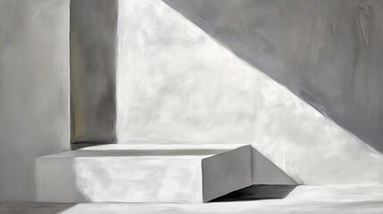 Minimalist Abstract White Rectangle Artwork