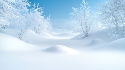 Fototapeta premium Explore the serene beauty of a winter wonderland landscape filled with snow-capped trees