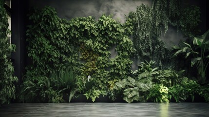 Lush Green Wall With Vibrant Plant Textures