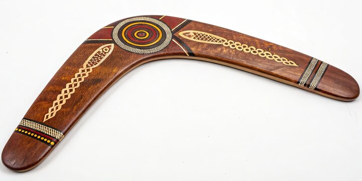 of a boomerang isolated on a background, boomerang, returning, Australian, traditional, wooden, object, aerodynamic, flight