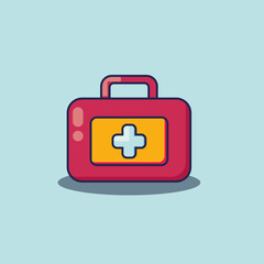 Frist Aid Kit Icon - Vector cartoon Style Emergency Medical Bag eith Cross Symbol for Healthcare, Safety, and Medical Supplies Illustration