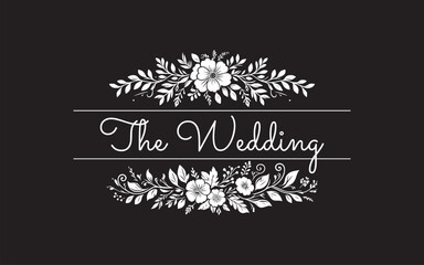 black and white flat art flower vectors for wedding decorations