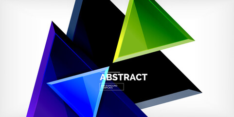 Abstract background - colorful triangles with 3d effect. Vector Illustration For Wallpaper, Banner, Background, Card, Book Illustration, landing page