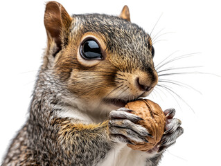 Obraz premium Squirrel Holding a Nut in Sharp Detail
