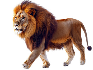 Obraz premium Majestic Lion with Flowing Mane in Dynamic Pose