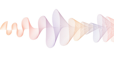 Abstract multicolor gradient wave lines vector background, twisted curve lines and blend effect, frequency sound wave lines, 3d contour line patterned background illustration.	