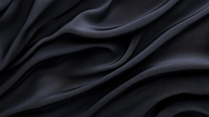 Obraz premium Elegant black fabric with soft folds and smooth texture, perfect for backgrounds and design projects.