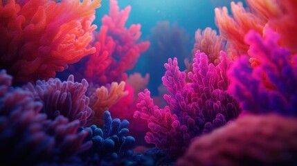 Vibrant underwater scene featuring colorful coral reef, showcasing diverse textures and hues, perfect for ocean-themed projects.