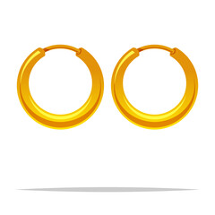 Golden hoop earrings vector isolated illustration © FARBAI