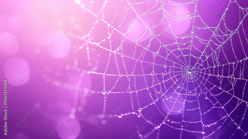 Aufkleber intricate spider web with dew on soft background