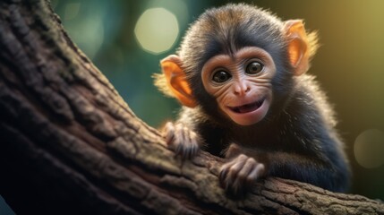 Fototapeta premium A Curious Baby Monkey