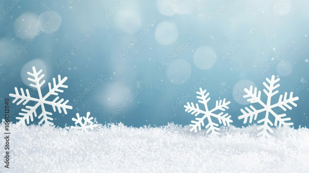 Poster intricate patterns of snowflakes on a cool background