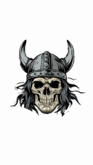 skeleton with viking helmet funny halloween vector illustration