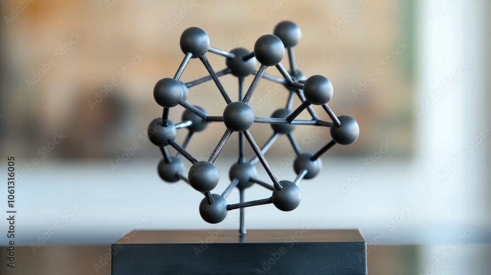 Poster an advanced molecular structure model in 3d, representing the beauty and complexity of modern scienc