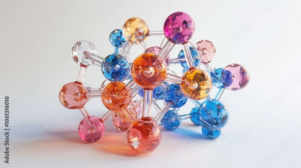 Poster an advanced molecular structure model in 3d, representing the beauty and complexity of modern scienc