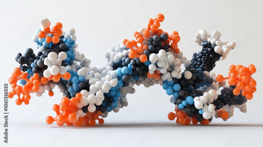 Poster an advanced molecular structure model in 3d, representing the beauty and complexity of modern scienc
