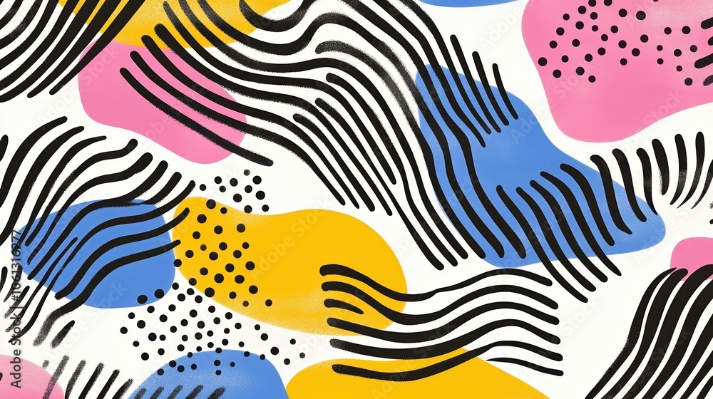 Poster create psychedelic retro patterns with wavy lines