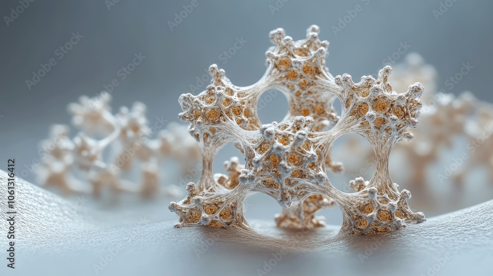 Poster 3d rendering of a complex molecule, capturing the elegance and sophisticated design of modern scienc